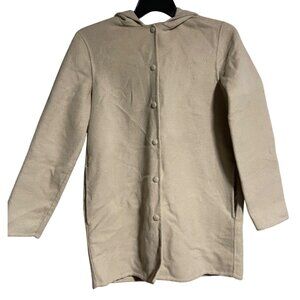 Joie Beige Hooded Long Coat Snap Closure Womens Small Warm Polyester Wool Blend